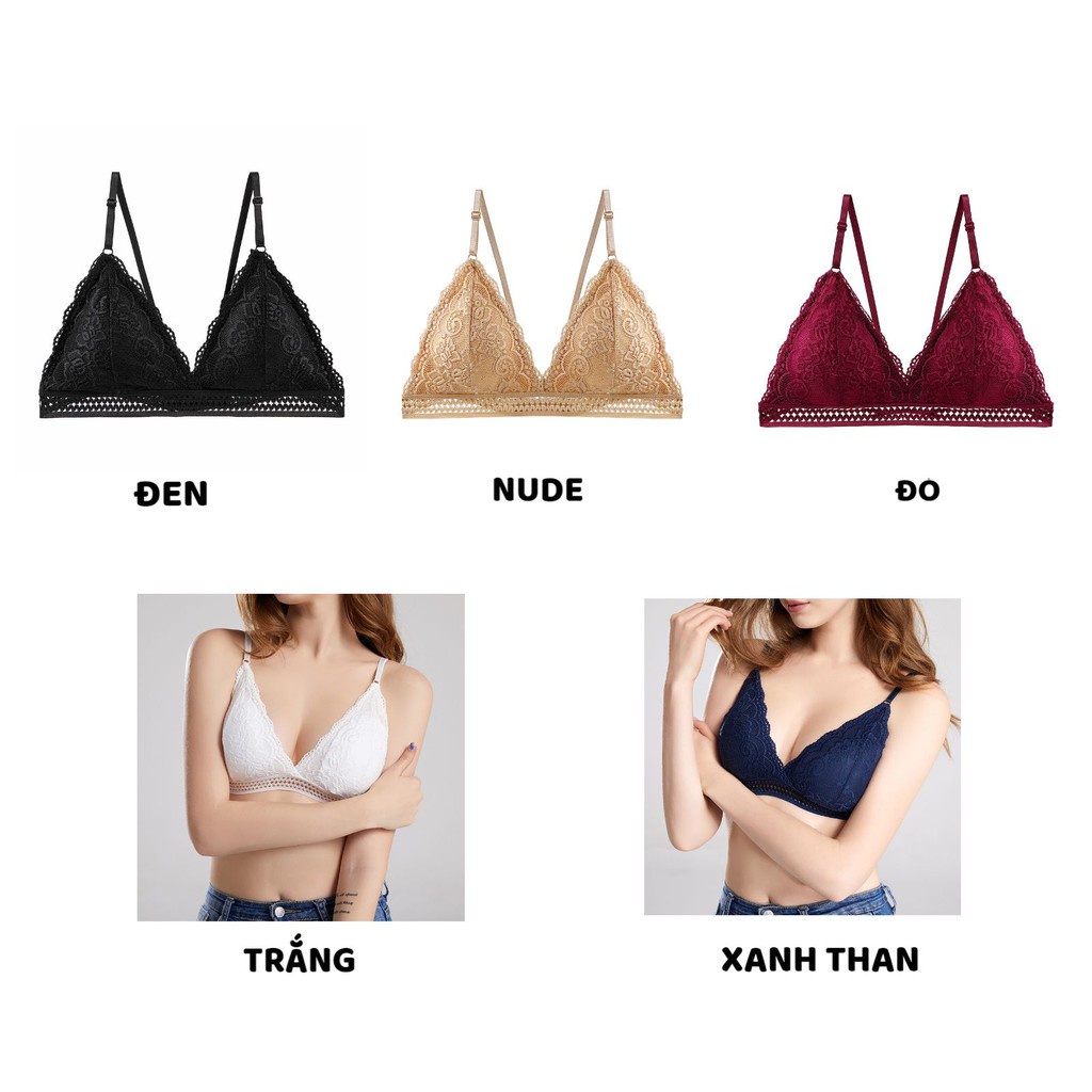 Áo Lót Nữ - Áo Lót Ren không gọng thiết kế họa tiết tôn vòng 1 gợi cảm mẫu 9088