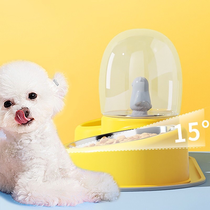 [Phiên bản 2in1]Bình uống nước tự động kèm bát ăn nghiêng chống gù đa năng 2in1 cho chó mèo - 4pets official