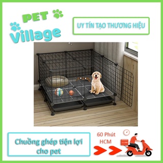 Bộ chuồng quây lưới lắp ghép thú cưng có cửa dùng cho chó mèo nhỏ