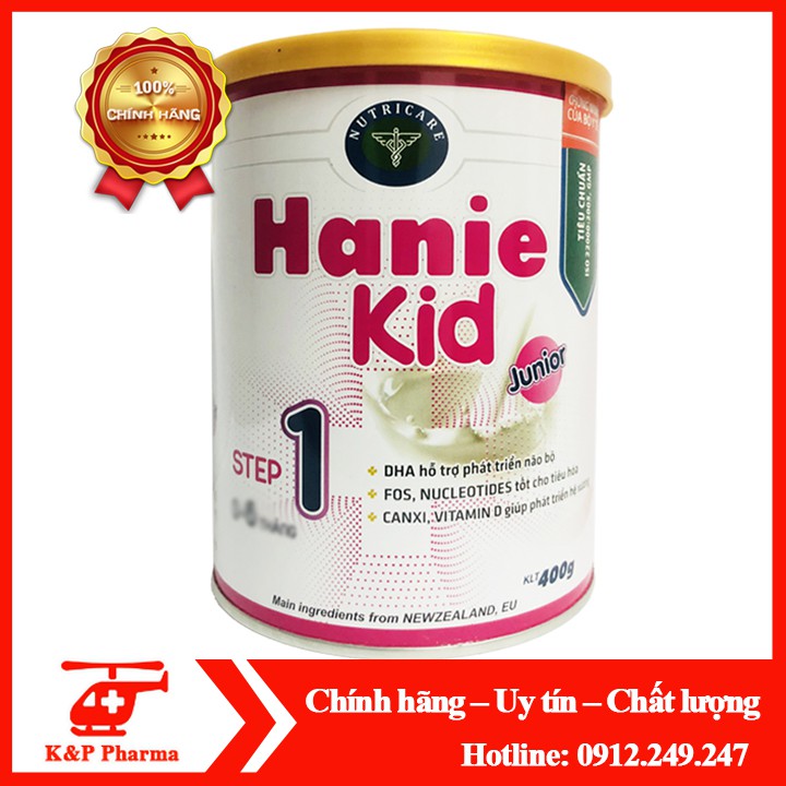 ✅ (CHÍNH HÃNG) Hanie Kid Step 1 400g – Sữa bột được khuyên dùng cho trẻ biếng ăn, còi xương, chậm lớn, suy dinh dưỡng