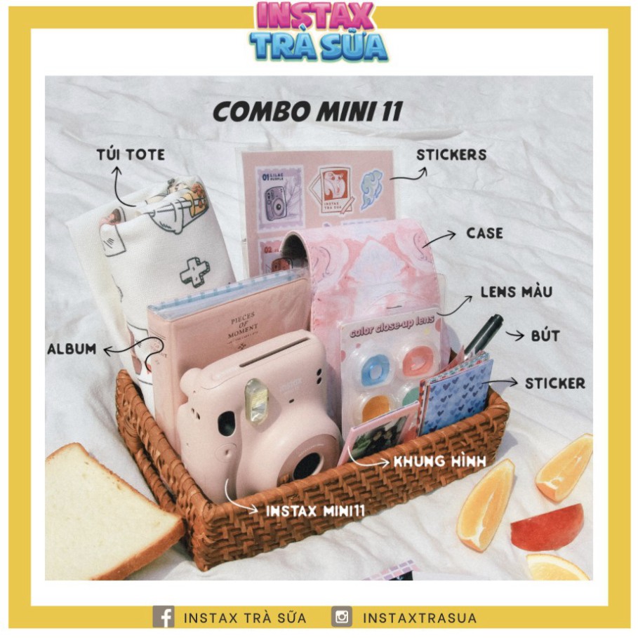 Combo Instax Mini 11 - BỘ MÁY và phụ kiện chụp ảnh lấy liền Fujifilm Instax Mini 11 - Bảo Hành Chính hãng 1 năm