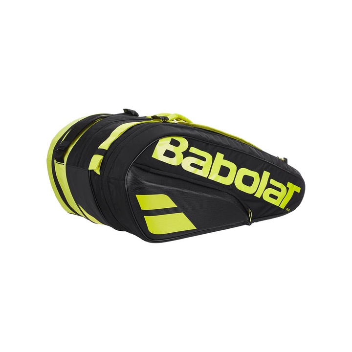 Túi đựng vợt tennis Babolat Pure Aero 12 Pack Bag Black/Yellow mẫu mới có 3 ngăn đựng tối đa 12 vợt