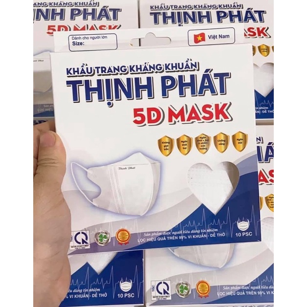 (10 cái) Khẩu Trang 5D Mask Thịnh Phát Quai Thun Siêu Đẹp