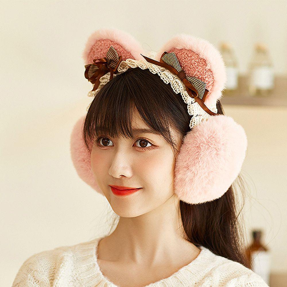 Chụp Tai Phủ Lông Chống Gió Họa Tiết Hoạt Hình Dễ Thương Cho Nữ