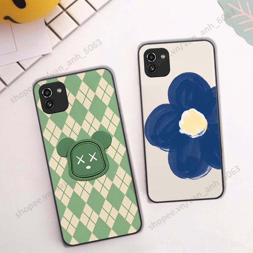 Ốp lưng Samsung A03 in hình hoa, gấu rich bear nghệ thuật, thời trang