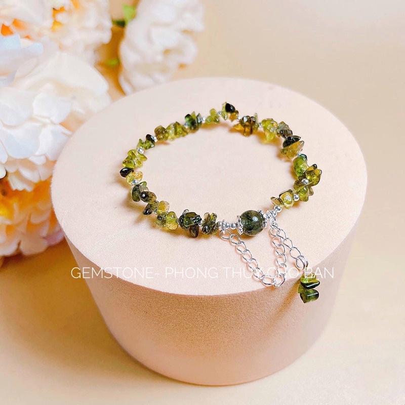 Vòng Tay Bạc Xinh Xắn Mix Đ.á. Tourm.ali.ne, Lắc Tay Cực Đẹp và Hợp Thời Trang