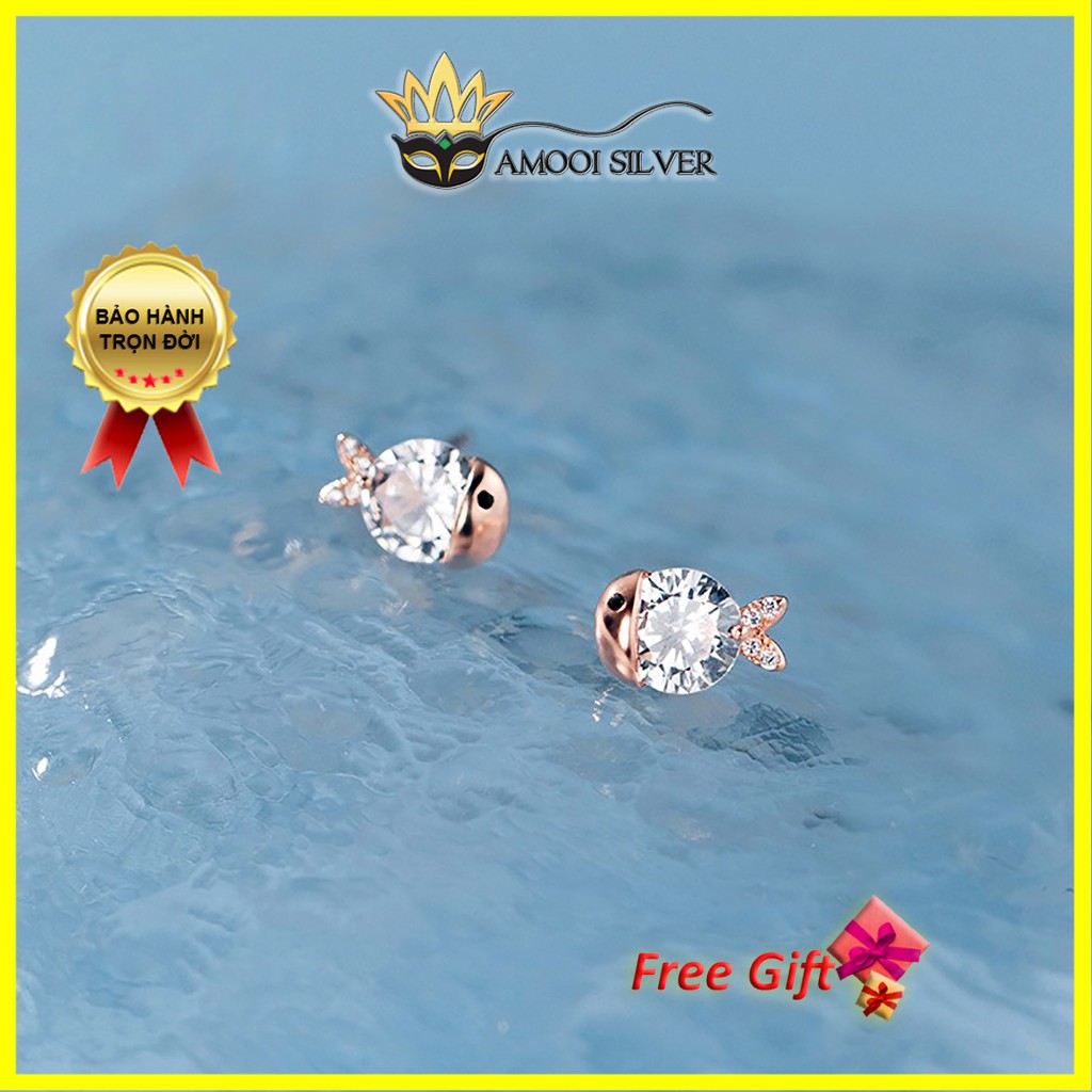 Bông tai bạc S925 con cá đá CZ - Amooi Silver AB151