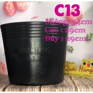  Chậu nhựa đen trồng cây C13 thương hiệu Quốc Hùng ( dầy dặn)