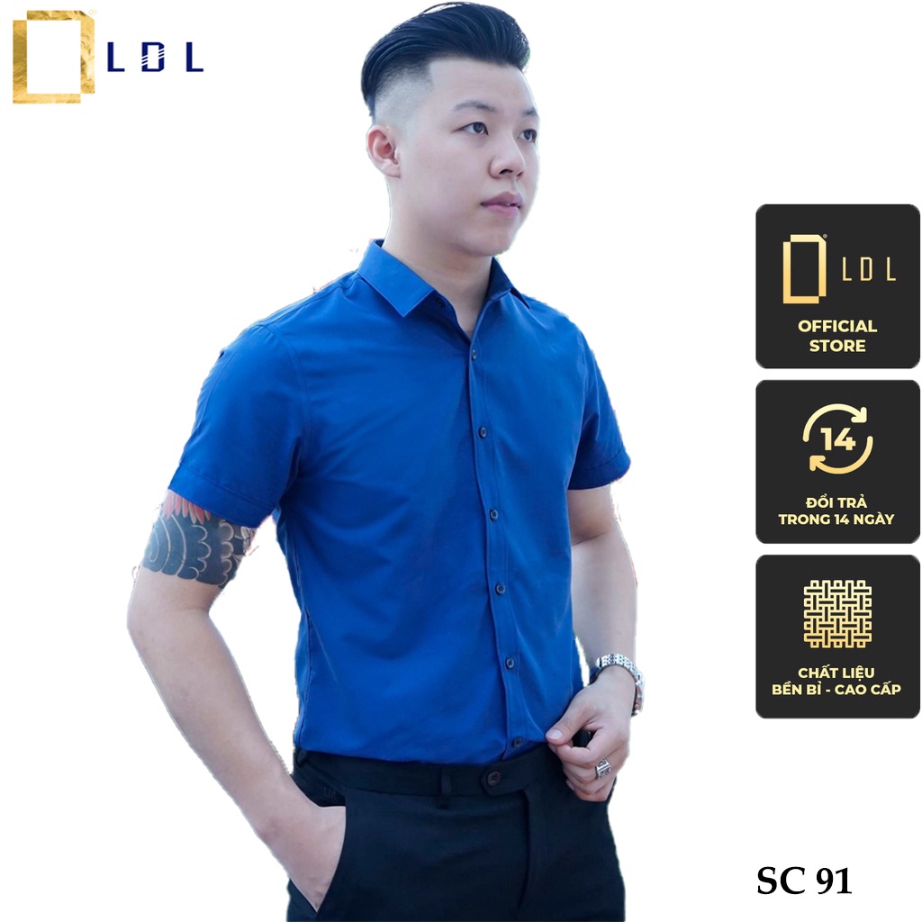 Áo sơ mi nam cọc tay trơn chất liệu BAMBOO hạn chế nhăn nhàu, thấm hút mồ hôi thươn hiệu LDL -SC