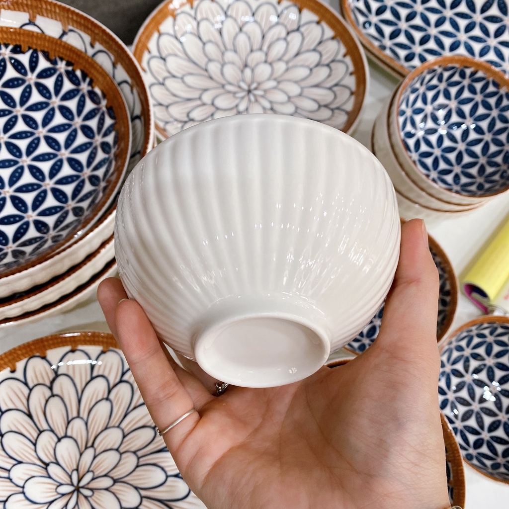Bộ Bát đĩa decor, Bát sứ Bát ăn cơm, Bộ chén dĩa sứ Dễ thương cao cấp sét Mây Nhật 10 món H2 siêu đẹp
