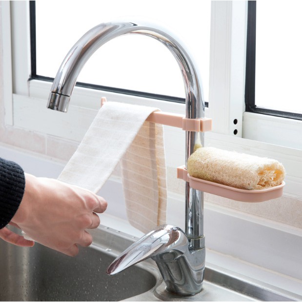 SUPO DEPOT - Giá Đỡ Xà Phòng Và Khăn Gắn Vòi Nước Tùy Chỉnh Tiện Dụng Cho Nhà Bếp