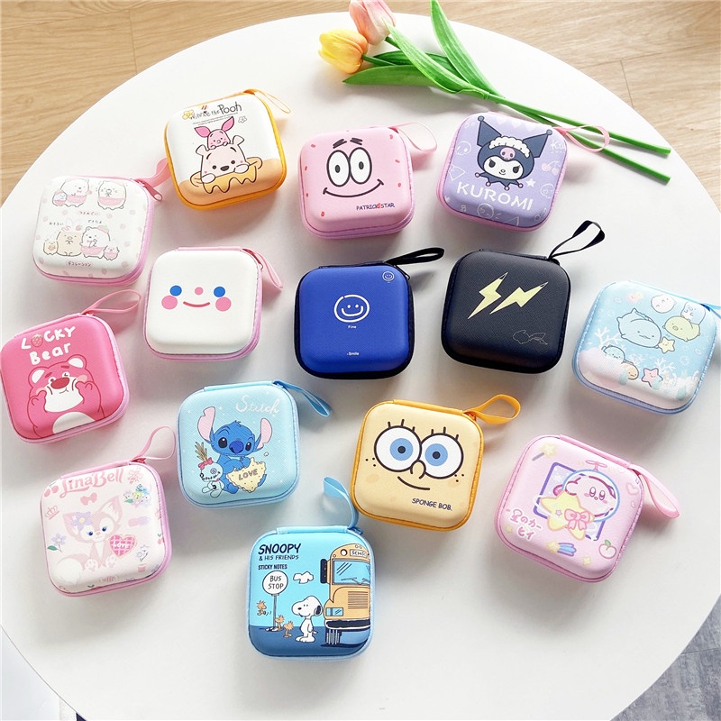 Túi Đựng Tiền Xu/Tai Nghe Hình Vuông Bằng Silicon Họa Tiết Hoạt Hình Snoopy Winnie the Pooh 3C
