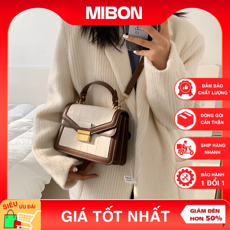 Túi xách nữ đeo chéo thời trang túi xách tay khóa vuông size 20 nhà Mibon MB01