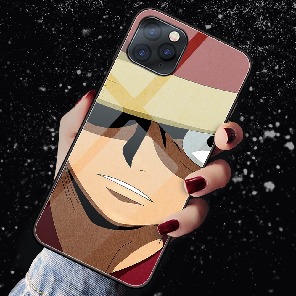 Ốp Điện Thoại Kính Cường Lực In Hình One Piece Cho iPhone 13 Pro Max 11 12 X XS iPhone 7 8 Plus SE 2020