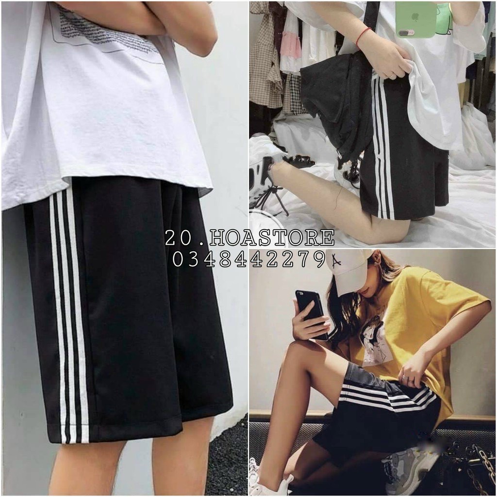 Quần short lửng form unisex siêu hot 3 sọc thể thao năng động nam,nữ mặc đều đẹp s42-45