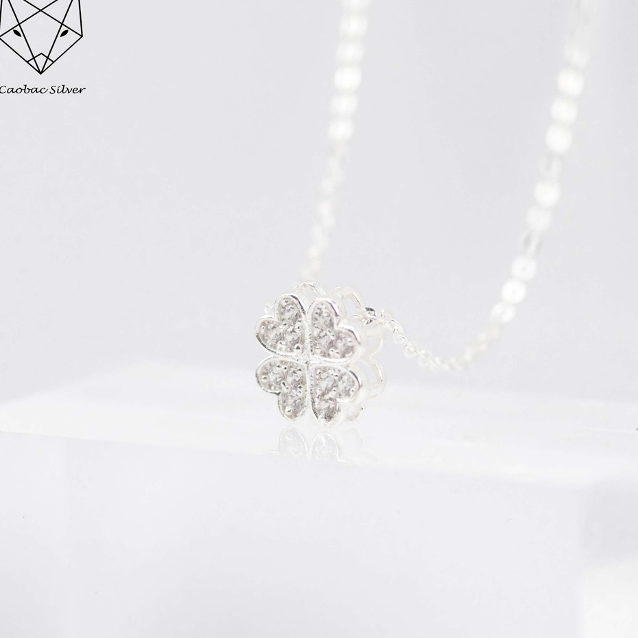 Dây Chuyền Bạc Nữ S99 CaoBac Silver Mặt Bốn Lá Đá May Mắn - Trang Sức Cáo Bạc JEWELLERY