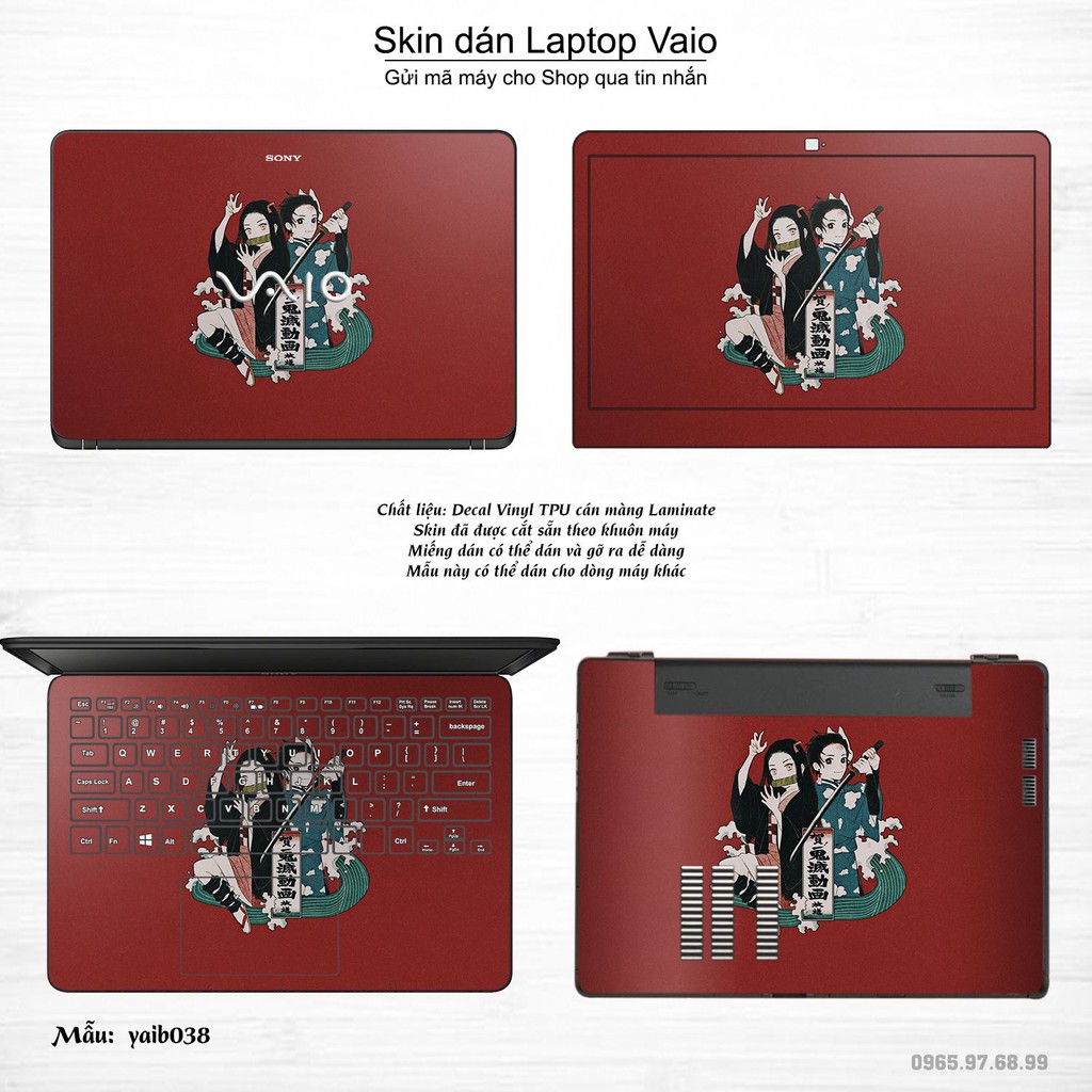 Skin dán Laptop Sony Vaio in hình Kimetsu No Yaiba _nhiều mẫu 2 (inbox mã máy cho Shop)