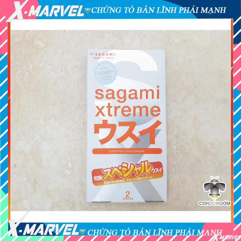 Bao cao su Sagami Xtreme Superthin siêu mỏng/nhiều gel/49mm, quà tặng bcs gân/gai/bi/râu/siêu mỏng/nhiều gel bôi trơn