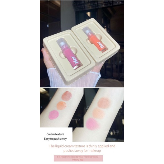 【Ready Stock】 HERORANGE Monochrome Liquid Blush Naked Powder Orange Rouge Sun Red Blush Purple Milk Drunk Makeup