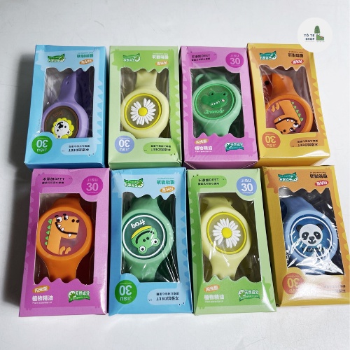 Đồng hồ tinh dầu đuổi muỗi phát sáng nhiều hình động vật cho bé,vòng tay đuổi côn trùng có mùi thơm