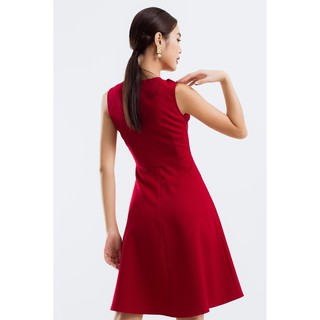 EDINI - D1212 Đầm cổ tròn phối nơ