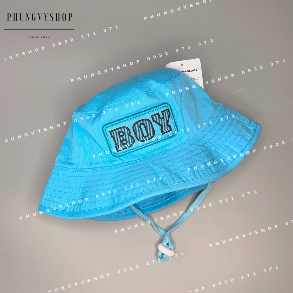 (Bé 2-4 tuổi/ Vòng đầu 51cm) Mũ bucket dễ thương thêu BOY TRƠN- Nón trẻ em