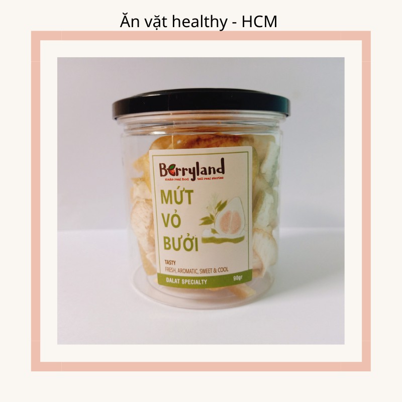 Mứt vỏ bưởi sấy dẻo BerryLand đồ ăn vặt healthy không tăng cân hộp 90gr