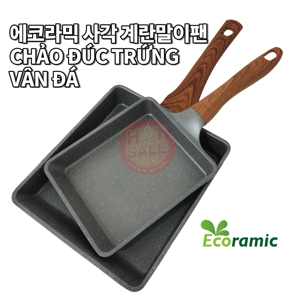 [Hàng chính hãng] Chảo đúc trứng vân đá đáy từ Ceramic ECORAMIC Hàn Quốc