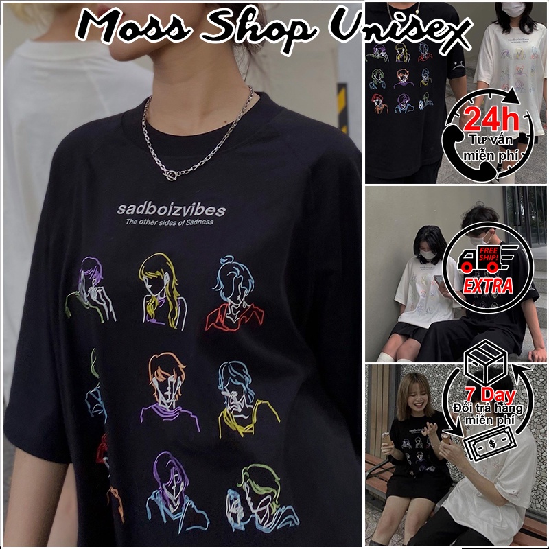 Áo thun tay lỡ unisex Sadboiz SADBOIZVIBES TOSS 9 người MOSSSHOP - Áo phông nam nữ phong cách ulzzang form rộng 65kg