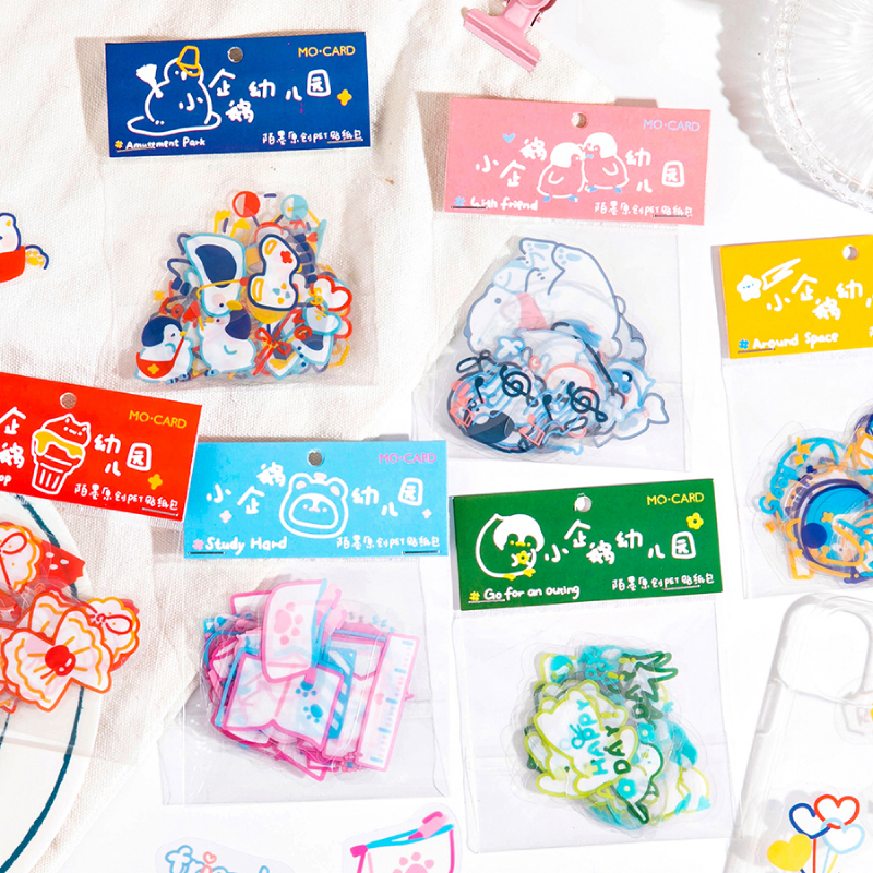 Túi 45 miếng dán trang trí hình chim cánh cụt hoạt hình nhiều mẫu đáng yêu