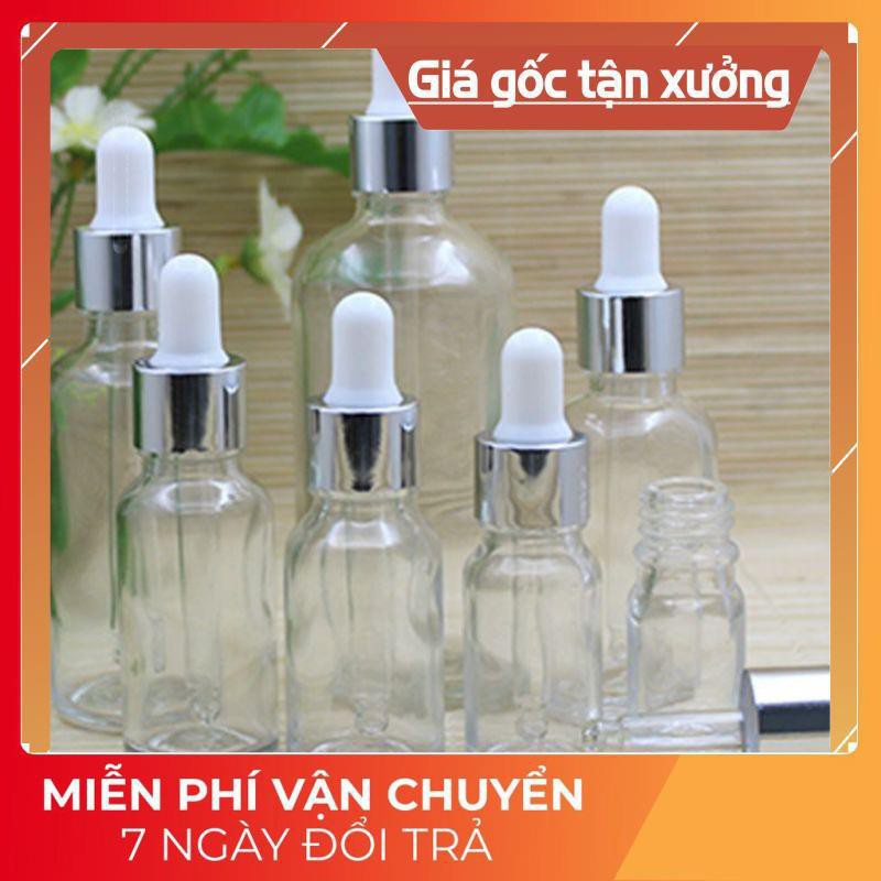 Lọ Chiết Serum ❤ GIÁ TẬN GỐC ❤ Lọ đựng tinh dầu 5ml/10ml Dày bóp giọt Khoen Bạc chiết serum , phụ kiện du lịch