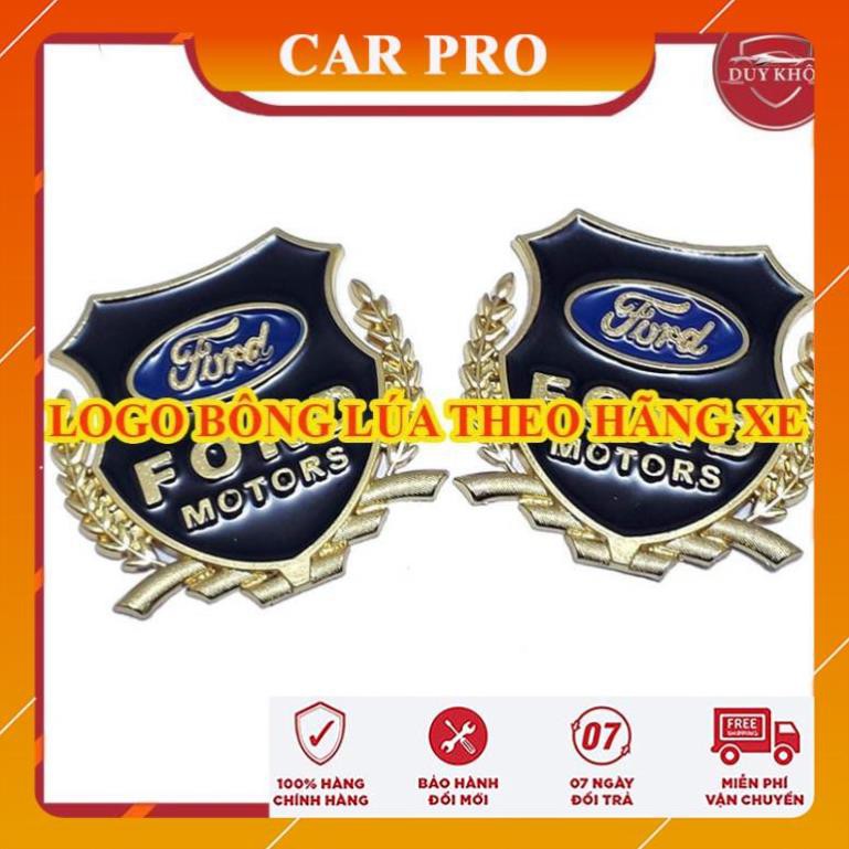 Logo bông lúa đủ thương hiệu dán trang trang trí ô tô, xe máy [ viền vàng ] - CAR PRO