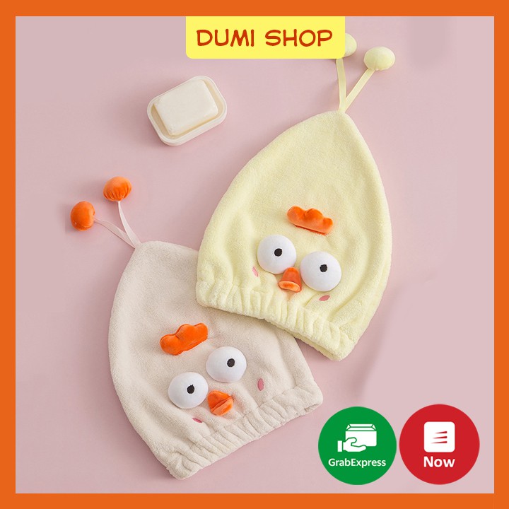 Khăn Trùm Ủ Tóc Nhanh Khô Vịt Môi Trề Siêu Cute - Dumi Shop