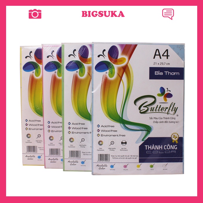 Bìa thơm A4 dày 180gsm xấp 100 tờ BIGSUKA