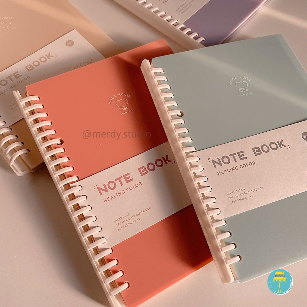 Sổ còng lò xo Rosy Posy 160 trang size A5, B5 bìa màu pastel (binder + giấy)