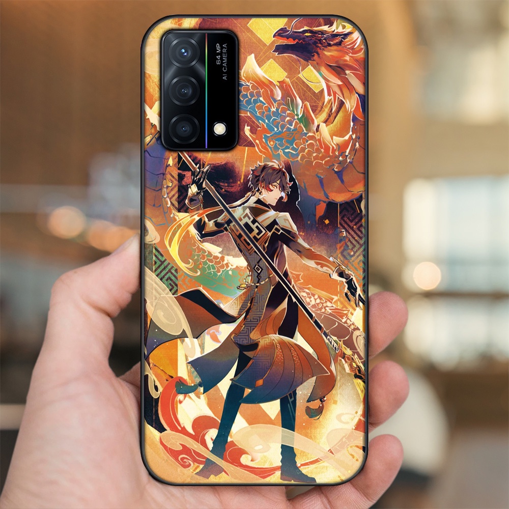 Ốp lưng Oppo K9 viền đen in hình Zhongli Genshin Impact