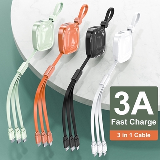 Rock Cáp Sạc Nhanh 3 Trong 1 Cổng Lightning / Micro USB / Type C Cho Iphone 12 11Pro XS Max Android Samsung S9 Xiaomi 3A