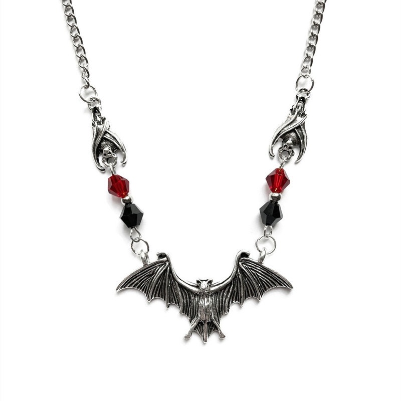 - VÒNG CỔ Dơi Gothic Hạt Đá Đen + Đỏ Nhỏ
