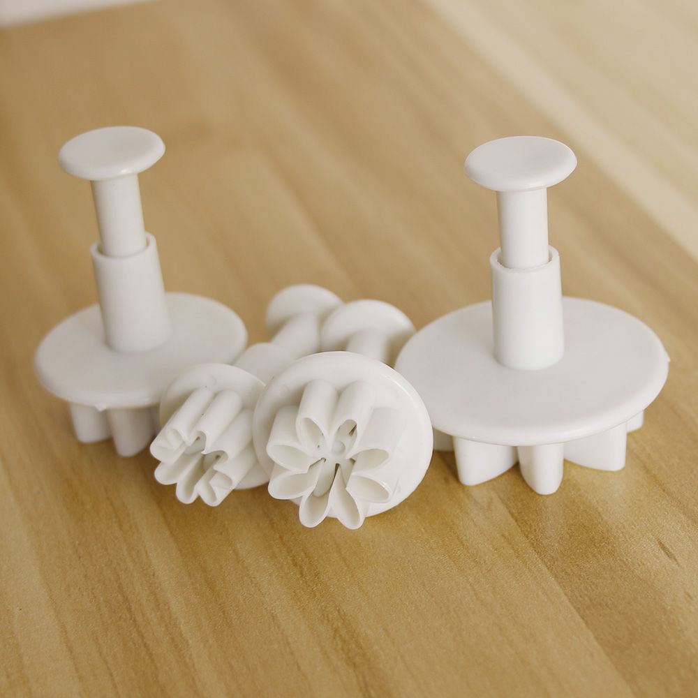 4pcs Flower Icing Cutter Fondant Cake Sugarcraft Decorating Plunger Mold Mould