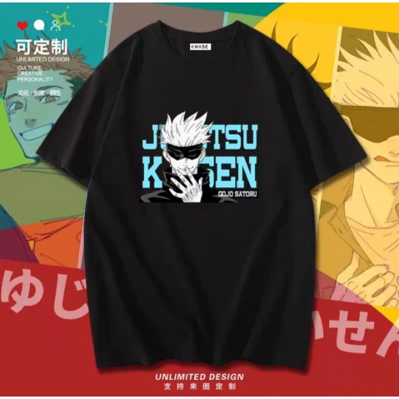 Áo Thun Tay Lửng Đen In Hình Anime Jujutsu Kaisen Gojo Satoru | BigBuy360 - bigbuy360.vn