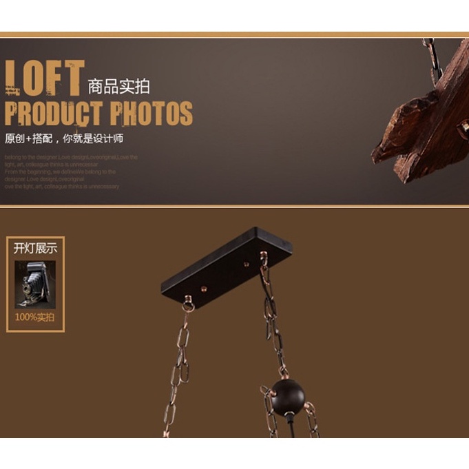 Retro tàu gỗ đèn chùm thả trần decor vintage trang trí nhà hàng, quán bar phong cách cổ điển