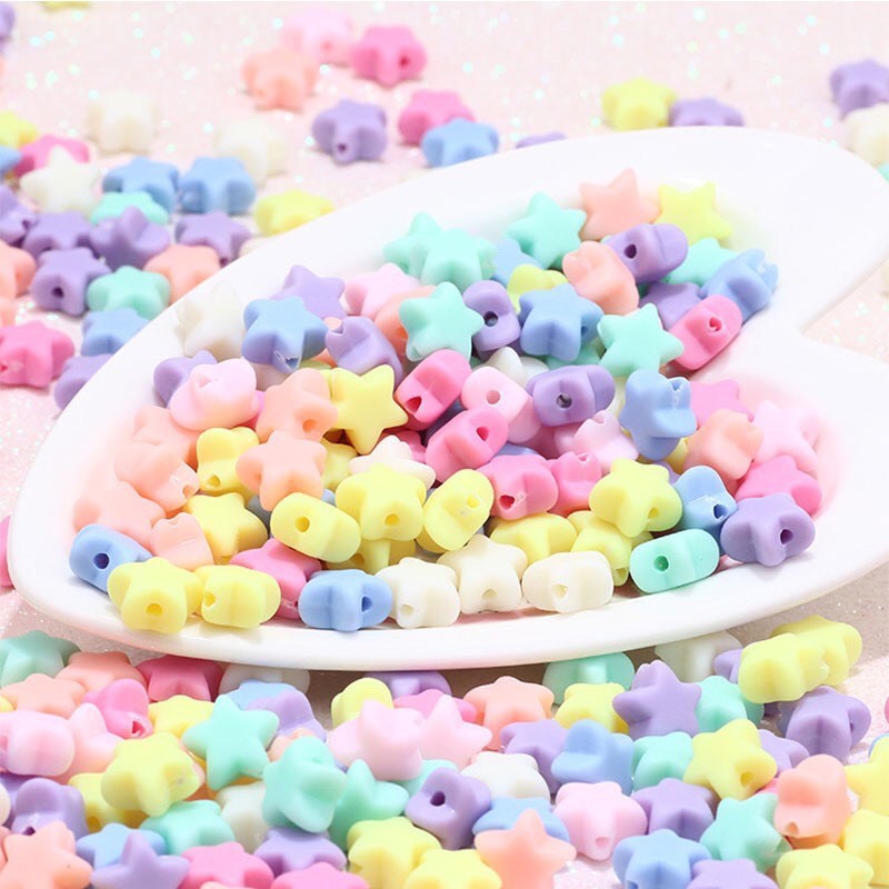 Charm hạt nhựa sao pastel xỏ lỗ 2 đầu màu đẹp A2 /Nguyên liệu làm resin