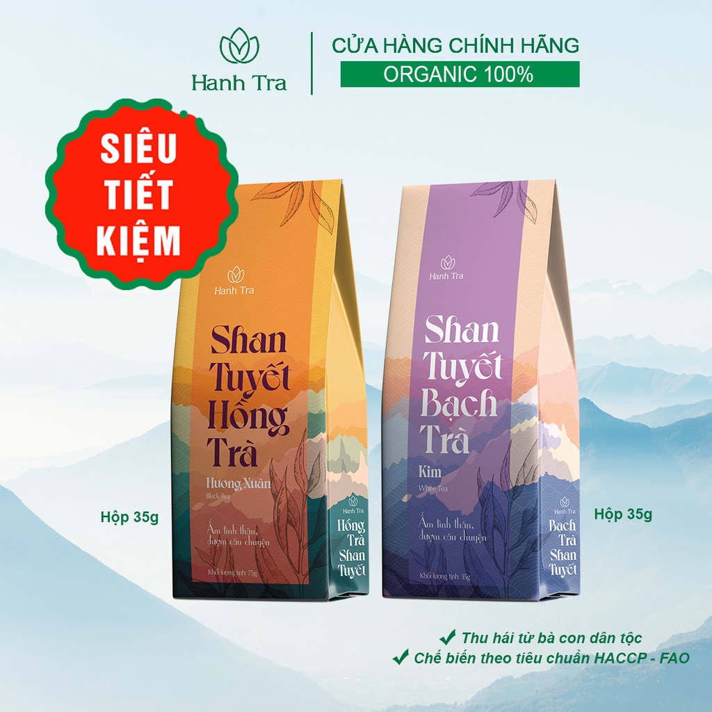Trà Shan Tuyết Cổ Thụ Bạch Trà Kim 35g Hồng Trà 35g Chè San Tuyết Trà Ngon Black Tea + Silver Needle Tea