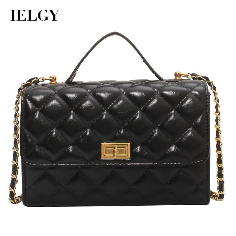 Túi đeo vai IELGY hình vuông cỡ nhỏ phối dây xích thời trang phong cách retro cho nữ