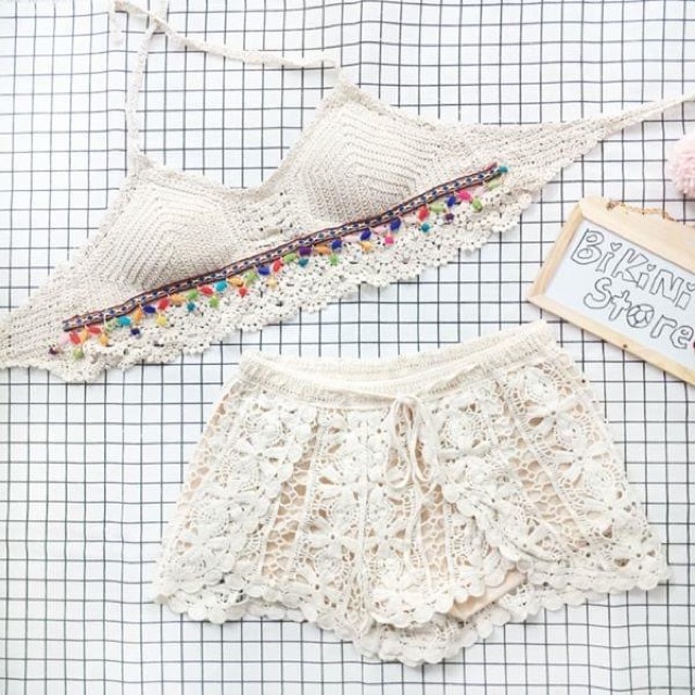 (Hàng sẵn) Đồ bơi, Bikini, đồ điên biển, bộ tắm . Set 3 len móc Siêu Hót . Có ảnh thật | BigBuy360 - bigbuy360.vn