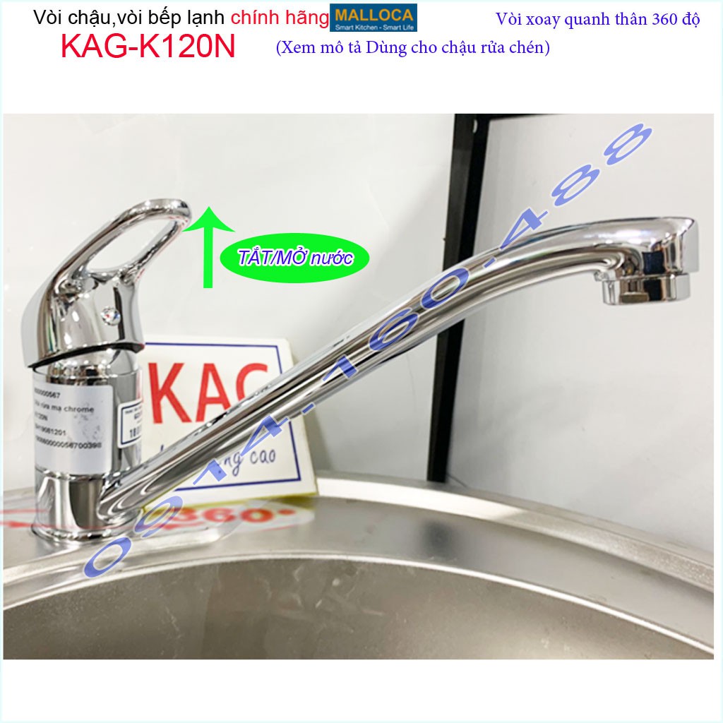 Sales Vòi bếp nóng lạnh Malloca KAG-K120N chính hãng, vòi chậu rửa chén nóng lạnh nước mạnh siêu bền