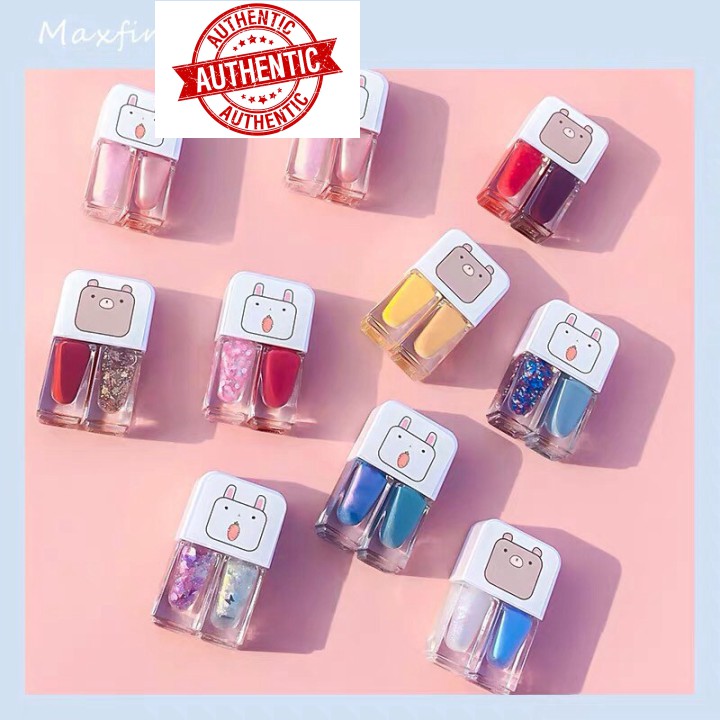 [Mã giảm giá] Set 2 sơn móng tay MAXFINE nhiều màu xinh xắn lì nhũ lấp lánh an toàn bền đẹp Water Base Nail Polish MAXF0