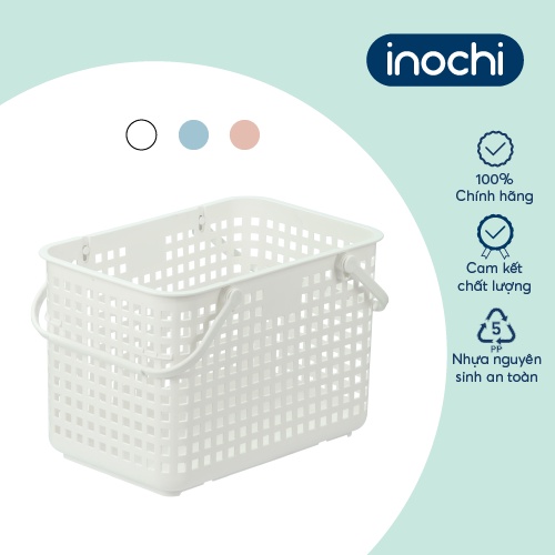 Giỏ xách quai giữa Inochi - Nachi màu Trắng/Hồng/Xanh