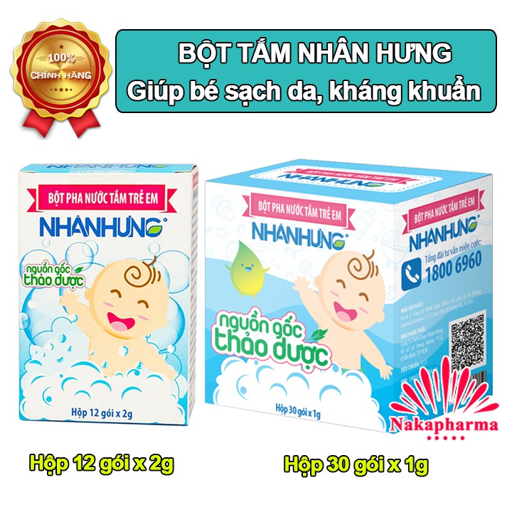 ✅ [KÈM QUÀ] Bột tắm trẻ em Nhân Hưng - Bột tắm thảo dược ngừa rôm sảy, mụn nhọt, hăm tã hiệu quả cho bé