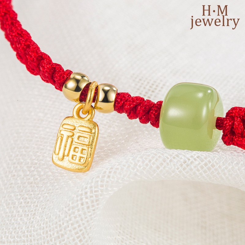 Vòng Tay Dây Đỏ Đính Đá Ngọc Bích 2022 Thời Trang